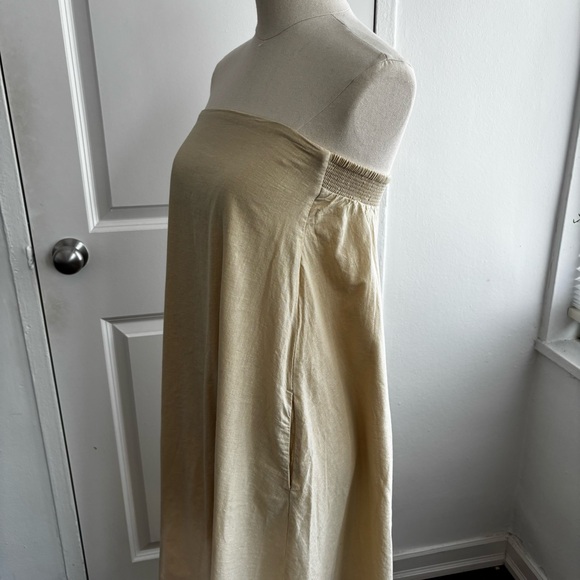 ZARA Beige Strapless Linen Dress - Picture 8 of 10